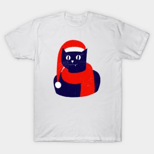 Blue cat Christmas hat T-Shirt